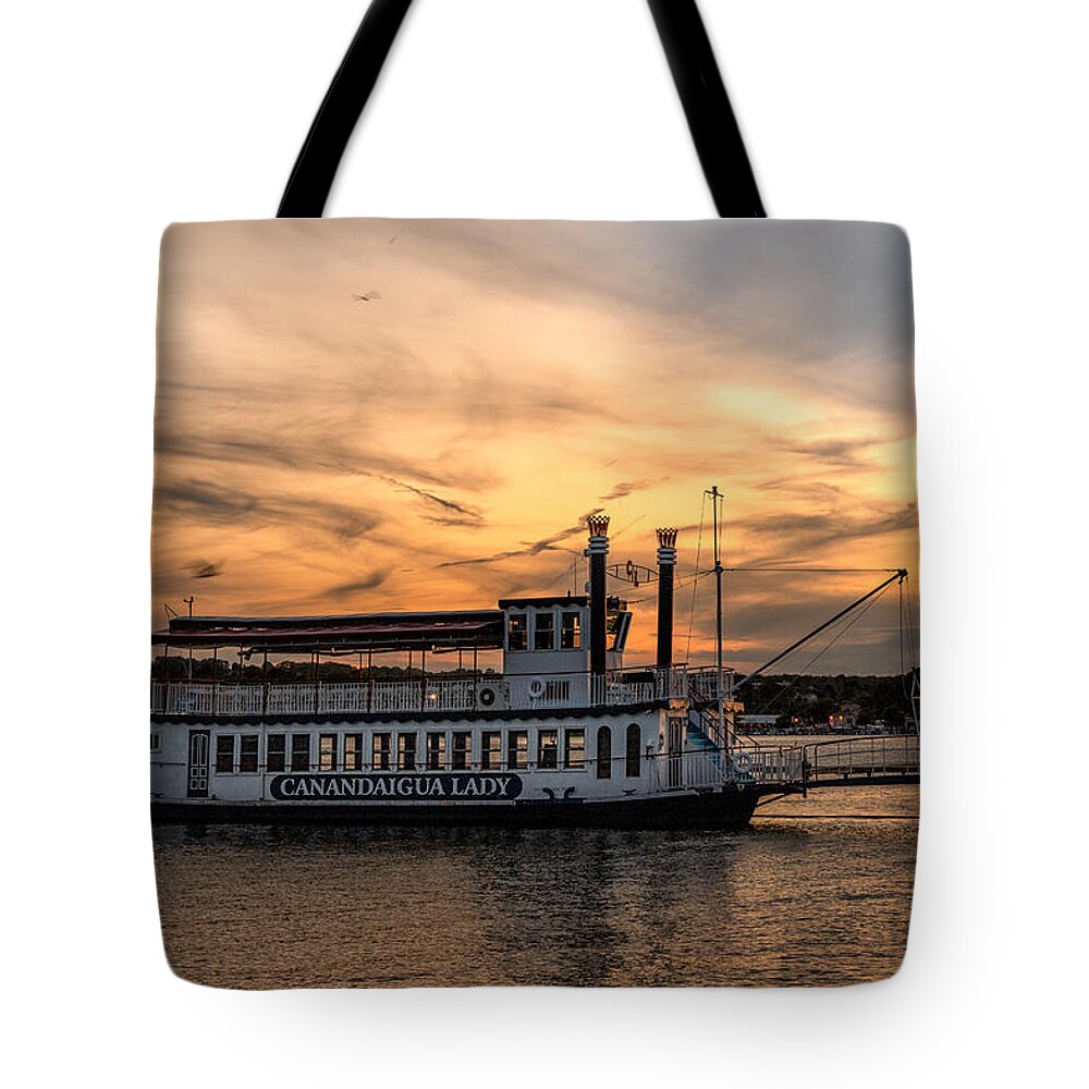 Sunset Tote Bag featuring the photograph Sunset over the Lady by Rod Best