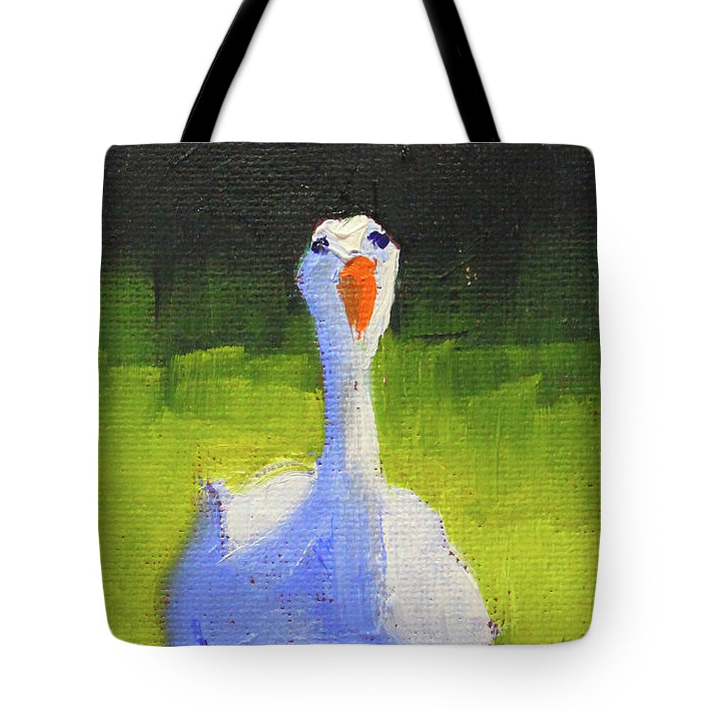 White Goose Tote Bag featuring the painting Sunshine Goose by Nancy Merkle
