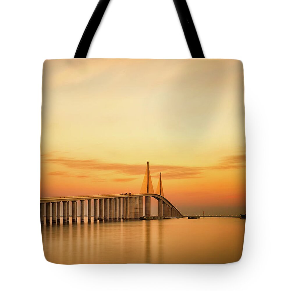 Tranquility Tote Bag featuring the photograph Sunshine Skyway Bridge by G Vargas