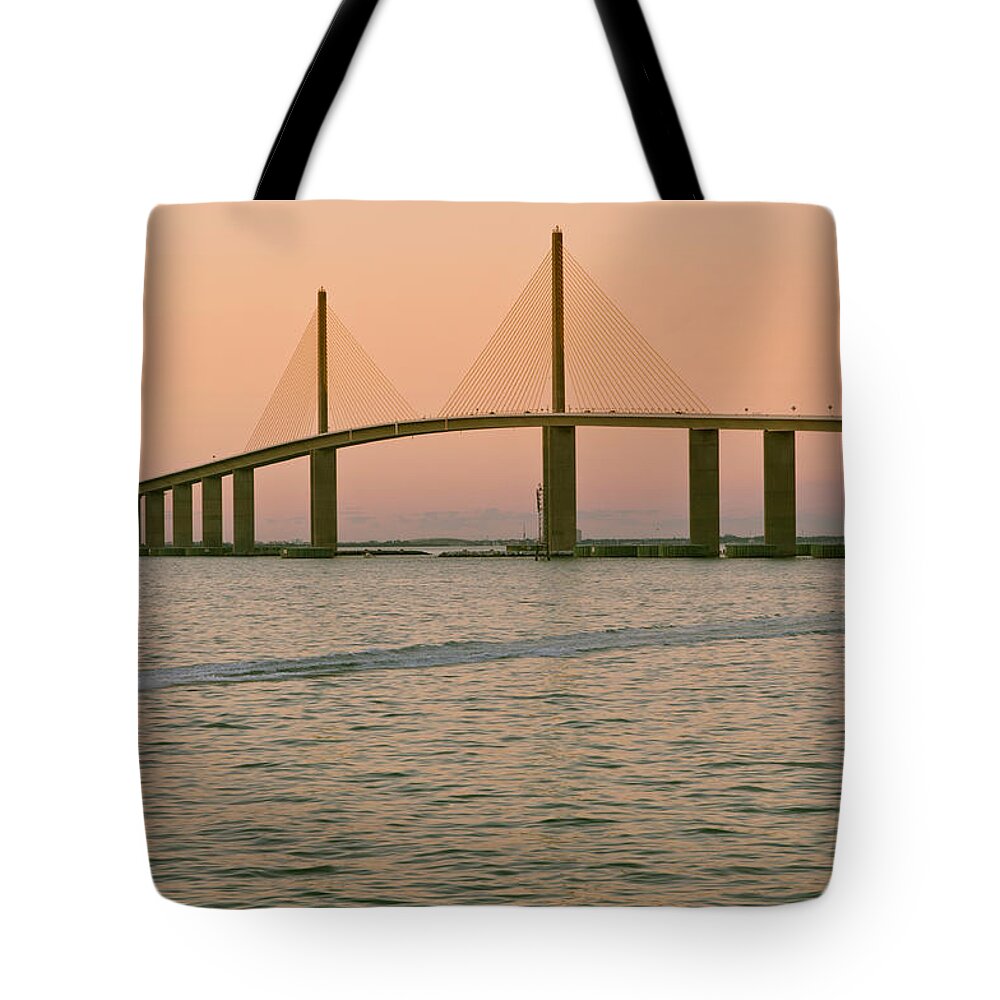 Wake Tote Bag featuring the photograph Sunshine Skyway Bridge by Ixefra