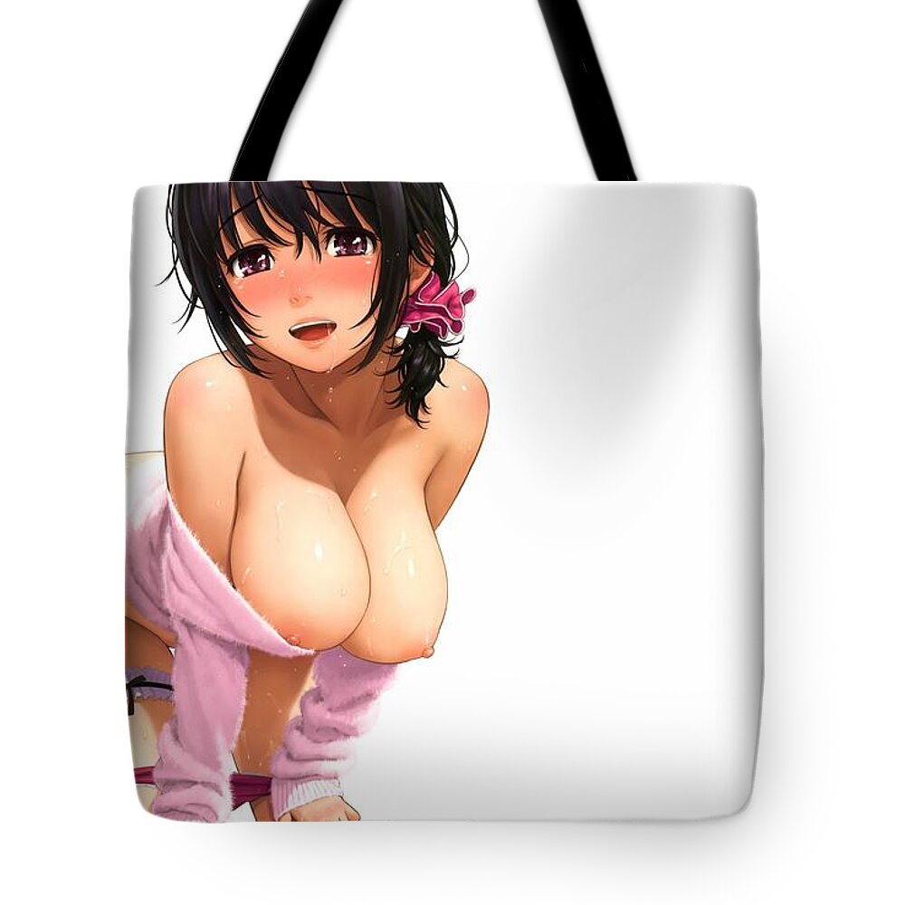 High Resolution Tote Bag featuring the drawing Super Hot Cute Hentai Girl With Massive Tits Ultra HD by Hi Res