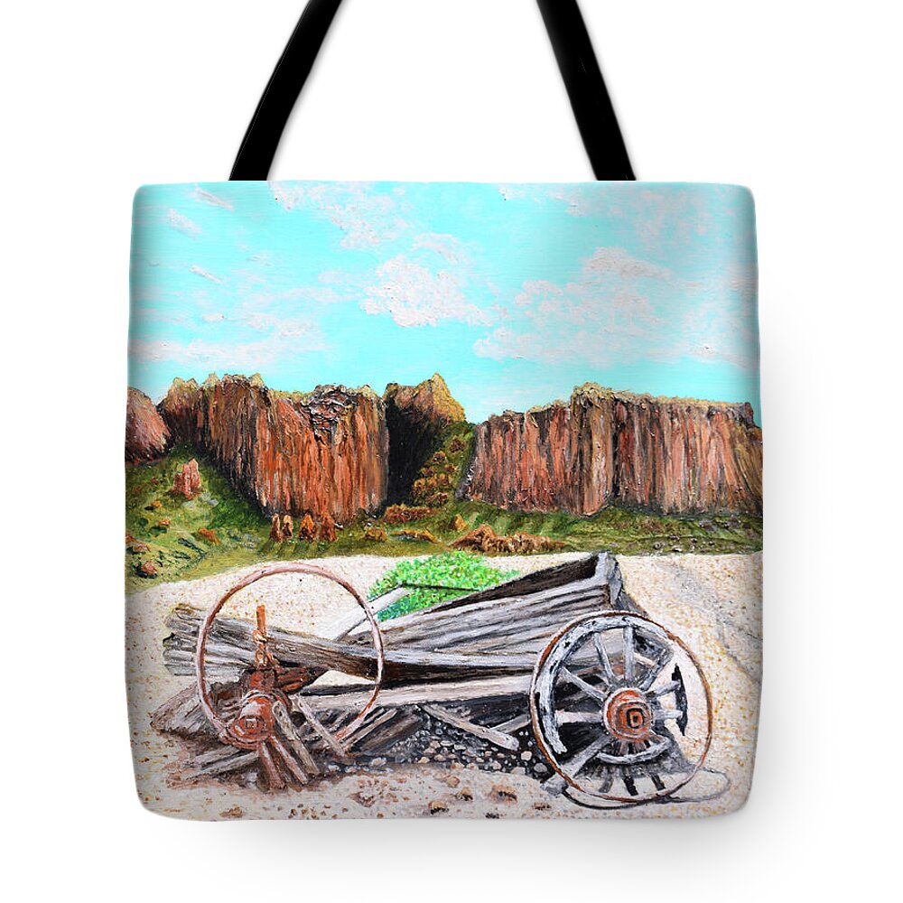 Landscape Tote Bag featuring the painting Superstition Mountain by Toni Willey