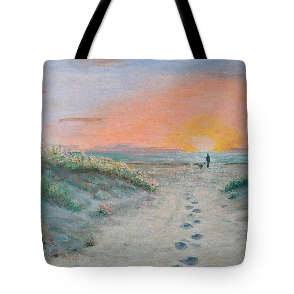 Sunrise Tote Bag featuring the painting Surfside Beach Too by Mike Jenkins