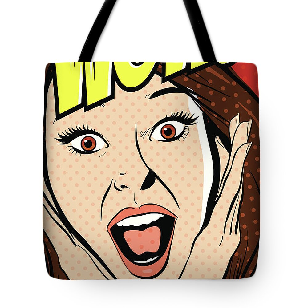 People Tote Bag featuring the digital art Surprised Woman by Mcmillan Digital Art