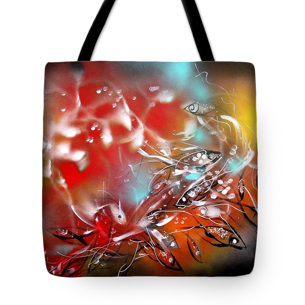 Fish Tote Bag featuring the painting Swim by J Vincent Scarpace