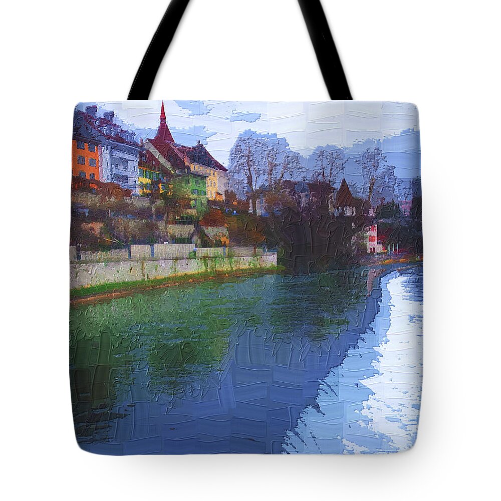 River Tote Bag featuring the photograph Swiss Waterfall by Chuck Shafer