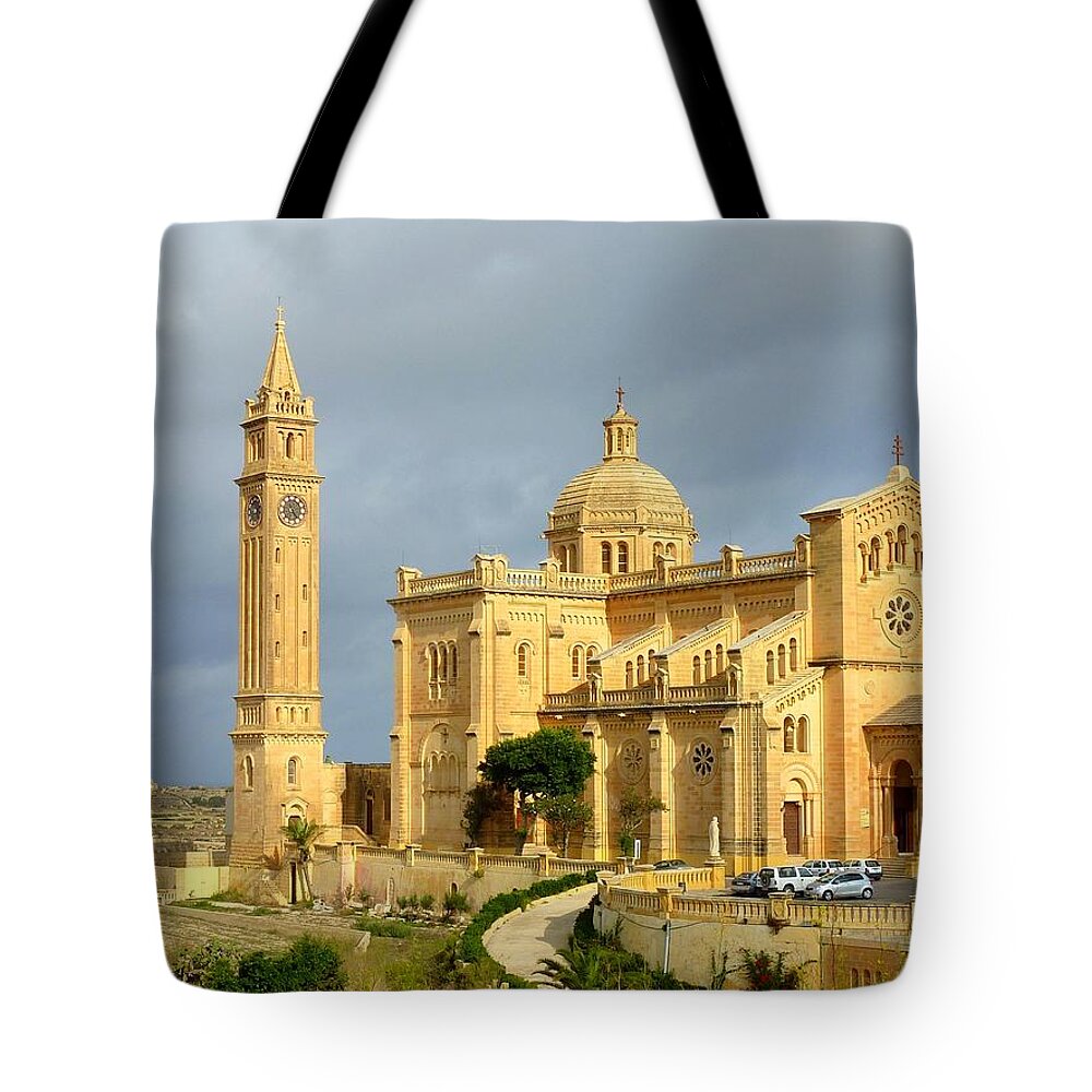 Tranquility Tote Bag featuring the photograph Ta Pinu Church, Gozo by Frans Sellies