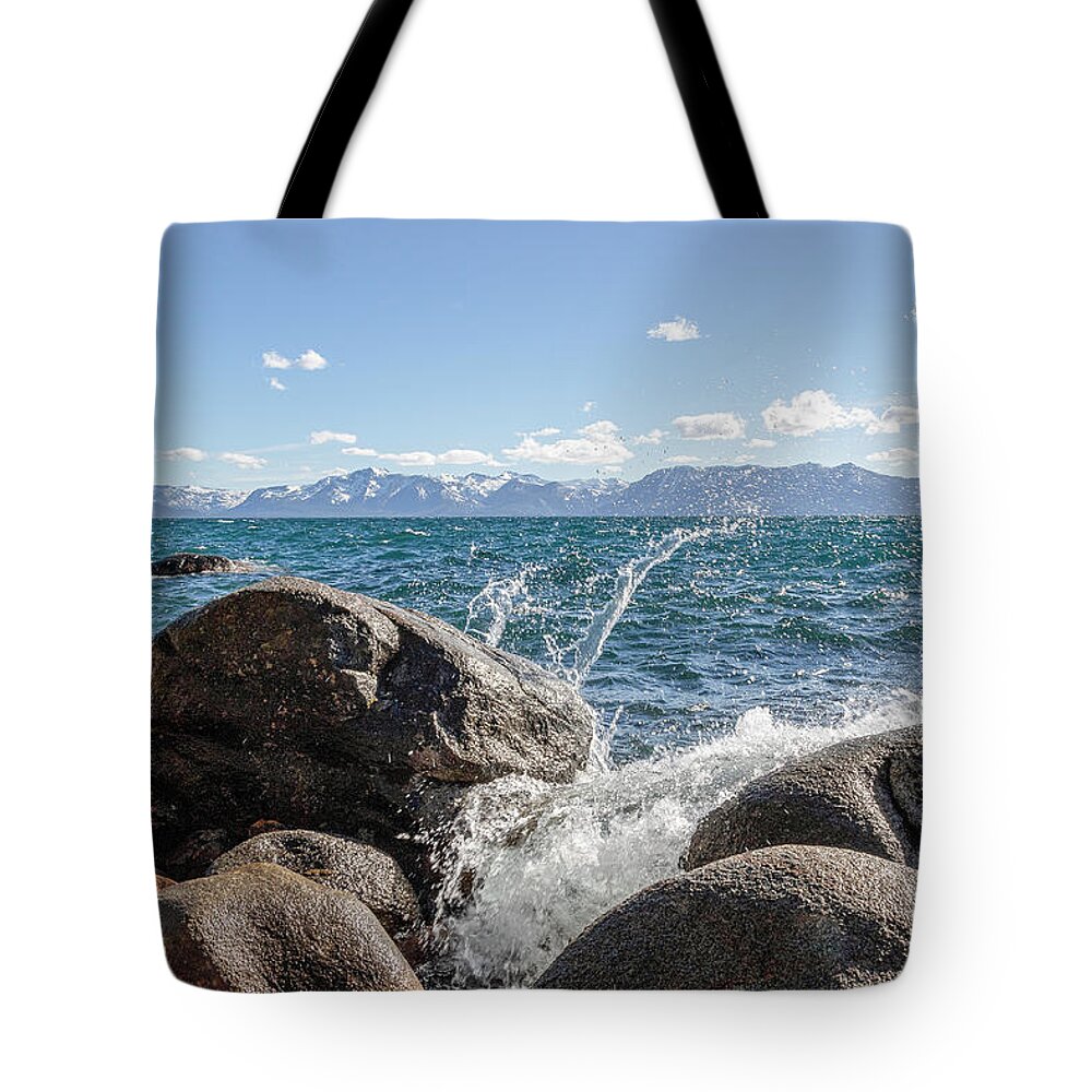 Lake Tahoe Tote Bag featuring the photograph Tahoe Splash by Gary Geddes