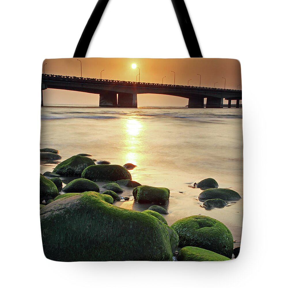 Taiwan Tote Bag featuring the photograph Taiwan Sihcao Sunset In Tainan City by Teni mr