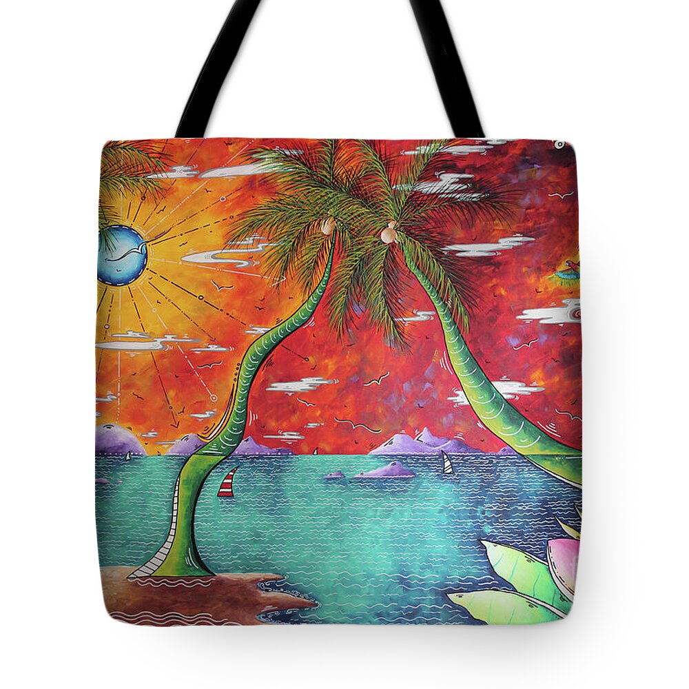 Tropical Tote Bag featuring the painting Take Me to the Tropics Tropical Surrealism MAD Wonderland by Megan Duncanson by Megan Aroon