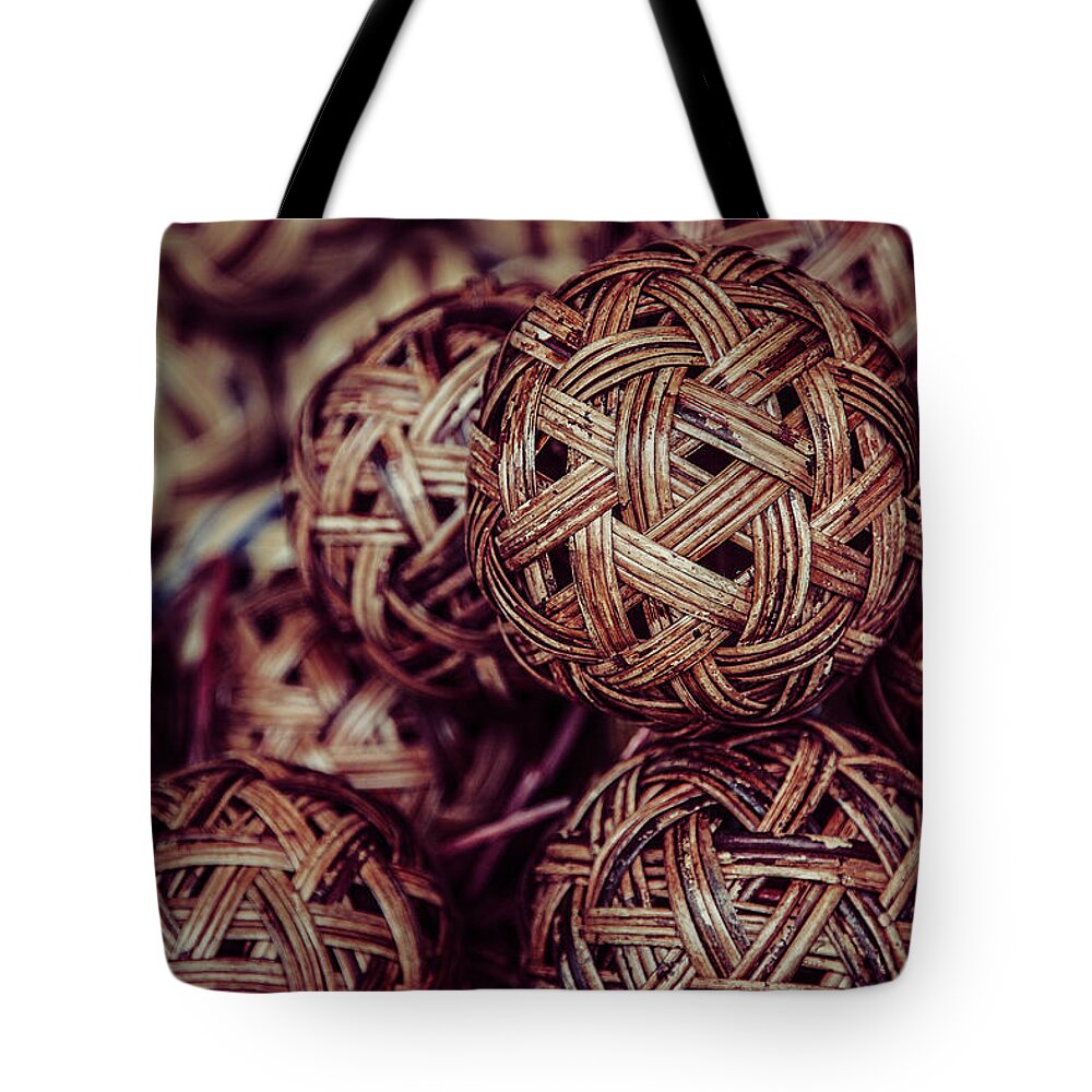 Ball Tote Bag featuring the photograph Takraw by Nobythai