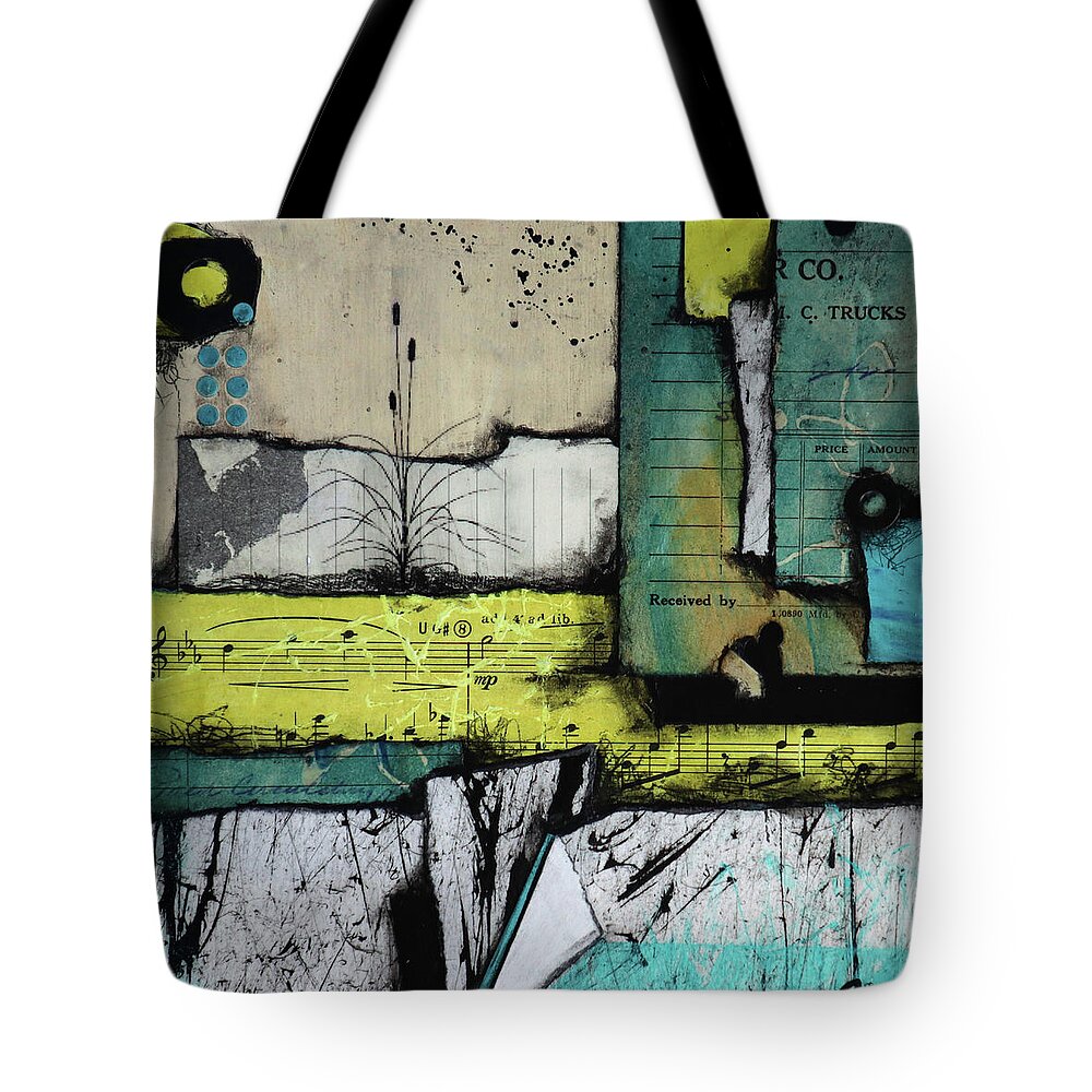 Collage Art Tote Bag featuring the mixed media Tall Grass 11 by Laura Lein-Svencner