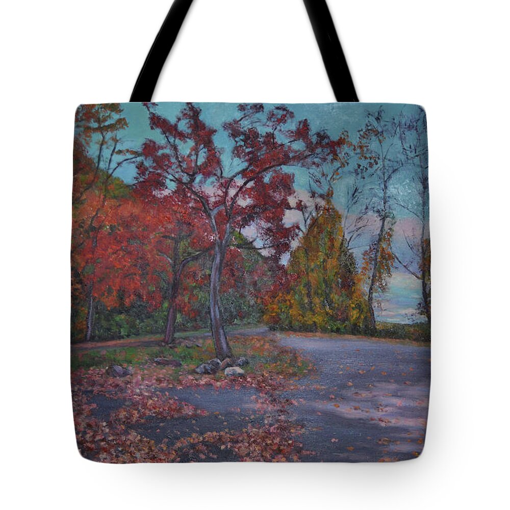 Tallman State Park Tote Bag featuring the painting Tallman Mountain by Beth Riso