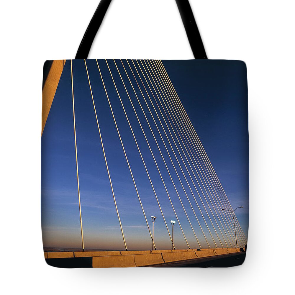 Built Structure Tote Bag featuring the photograph Talmadge Bridge At Sunrise, Savannah by Juan Silva