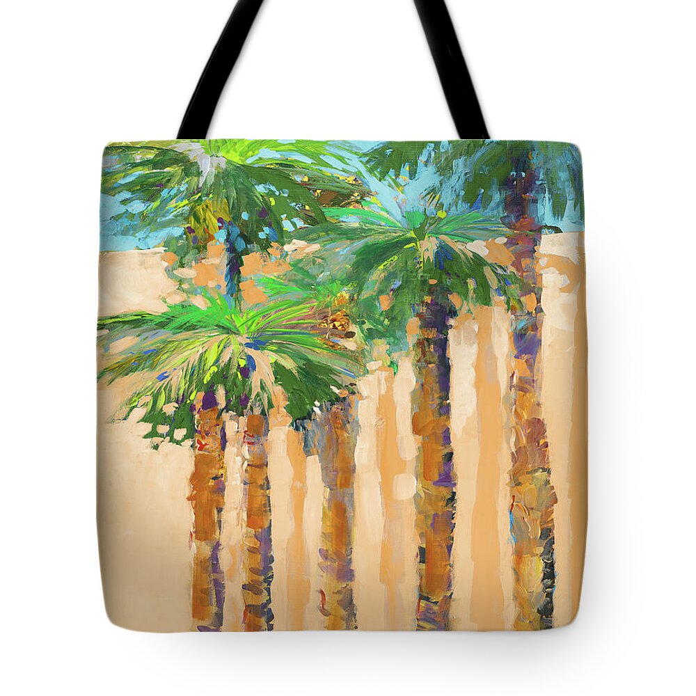 Solitude Tote Bag featuring the painting Tan Shadow Palms II by Jane Slivka