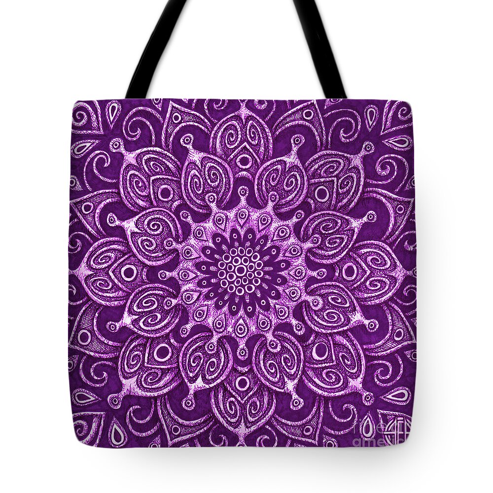 Boho Tote Bag featuring the drawing Tapestry Square 24 by Amy E Fraser