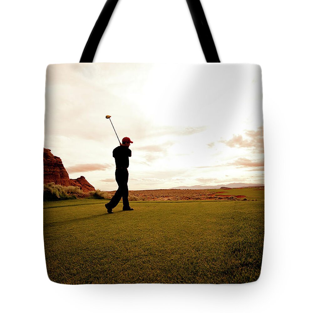 Grass Tote Bag featuring the photograph Teeing Off by Richvintage