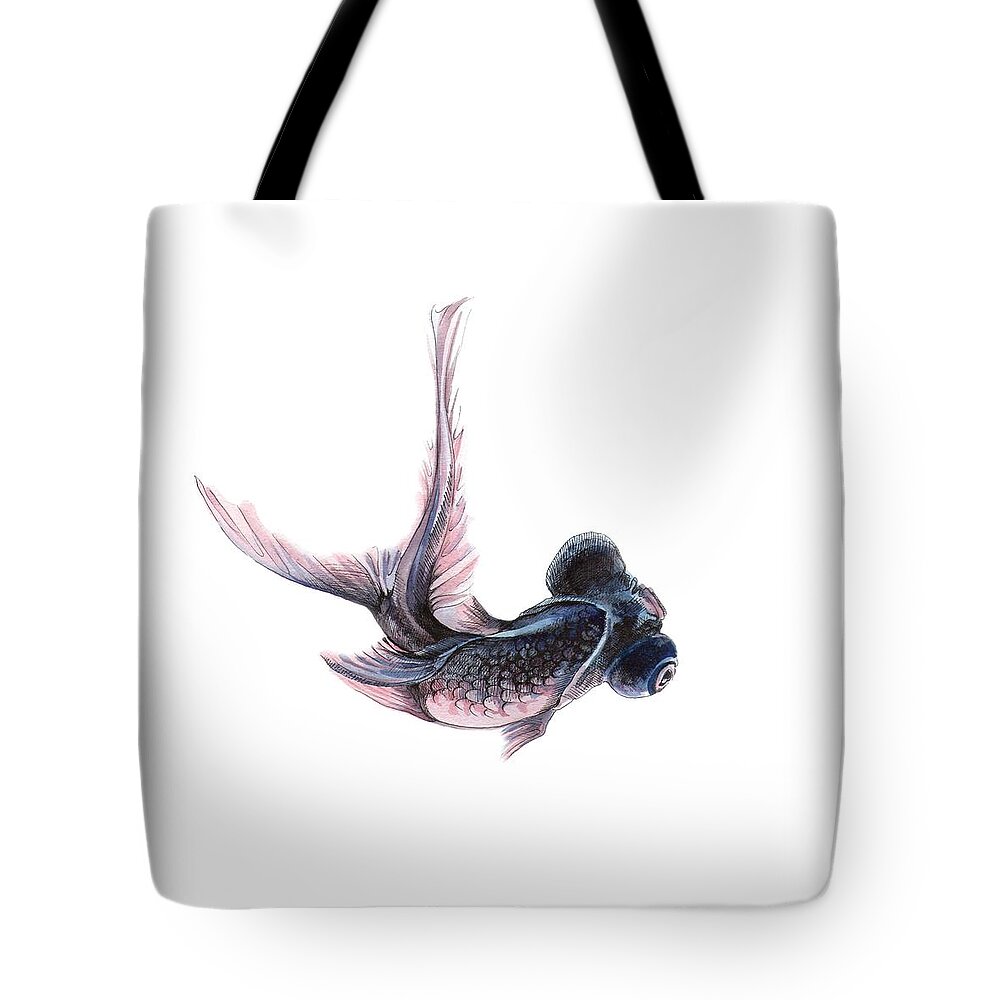 Russian Artists New Wave Tote Bag featuring the painting Telescope Fish by Ina Petrashkevich