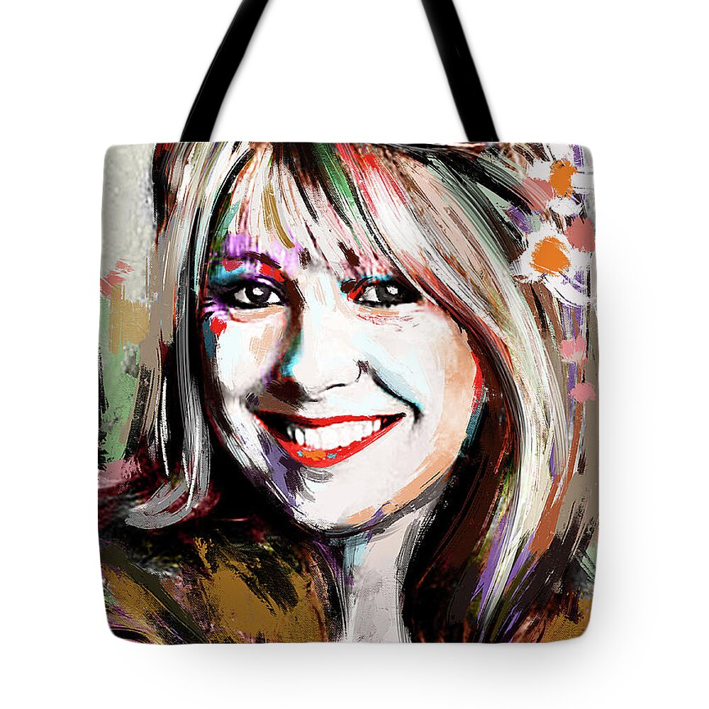 Teri Garr Tote Bag featuring the painting Teri Garr portrait by Movie World Posters