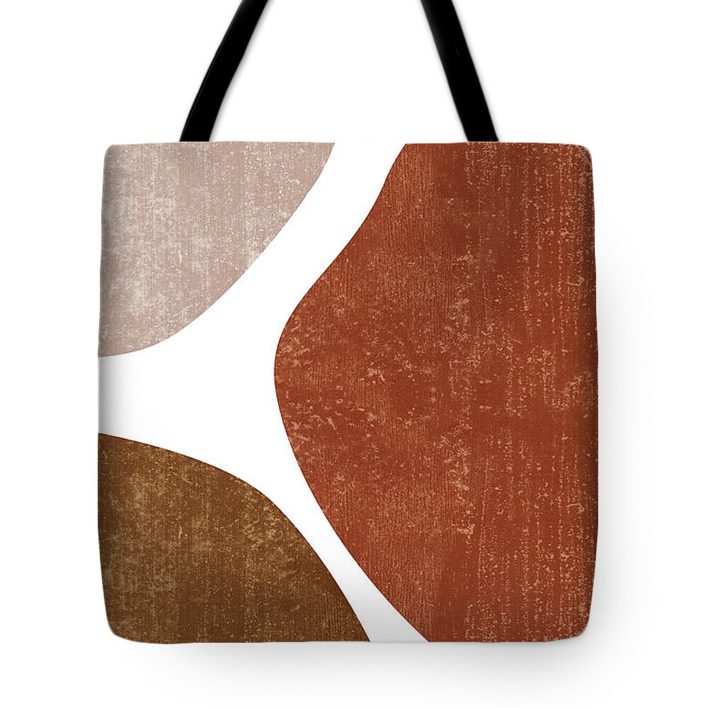 Terracotta Tote Bag featuring the mixed media Terracotta Art Print 1 - Terracotta Abstract - Modern, Minimal, Contemporary Abstract - Brown, Beige by Studio Grafiikka