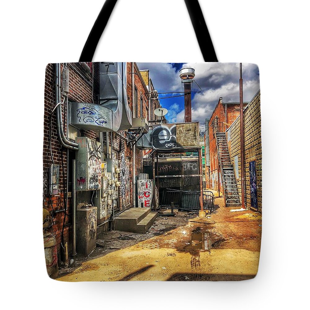 Iowa City Tote Bag featuring the photograph Territorial Markings A by Jame Hayes