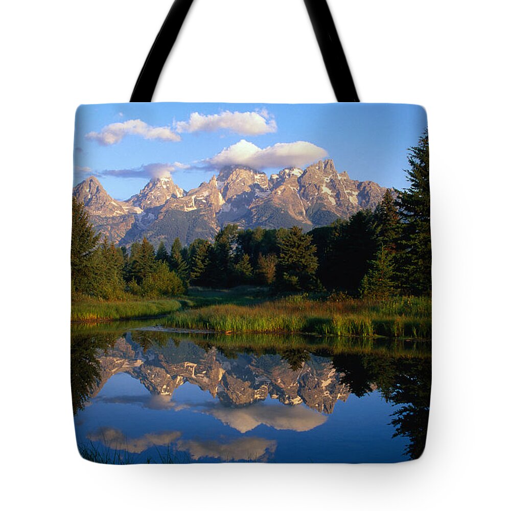 Scenics Tote Bag featuring the photograph Teton Range, Low Angle View, Grand by John Elk Iii