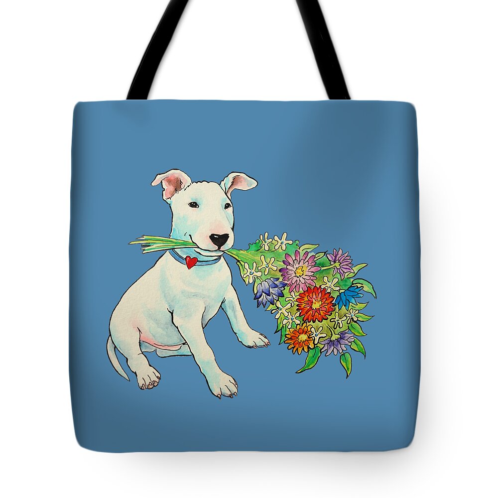 Bull Terrier Tote Bag featuring the painting Thank You by Jindra Noewi