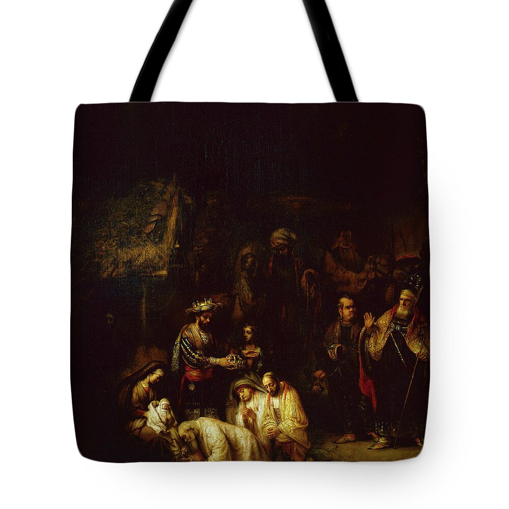 Magi Tote Bag featuring the painting The Adoration Of The Kings By Gerbrandt Van Den Eeckhout by Gerbrandt Van Den Eeckhout