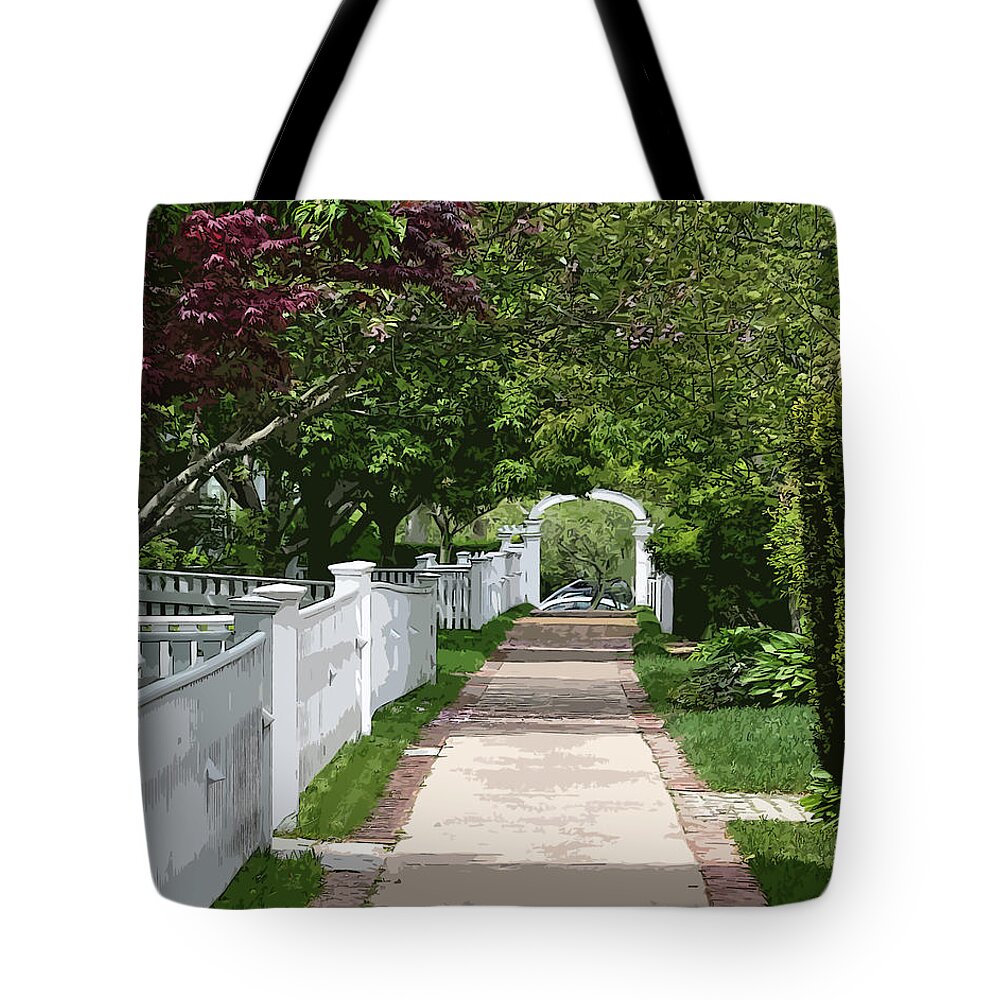 Picket-fence Tote Bag featuring the digital art The Arbor by Kirt Tisdale