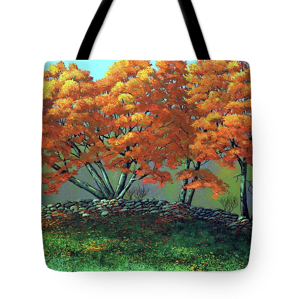 The Blaze Of Autumn Tote Bag featuring the painting The Blaze Of Autumn by Frank Wilson