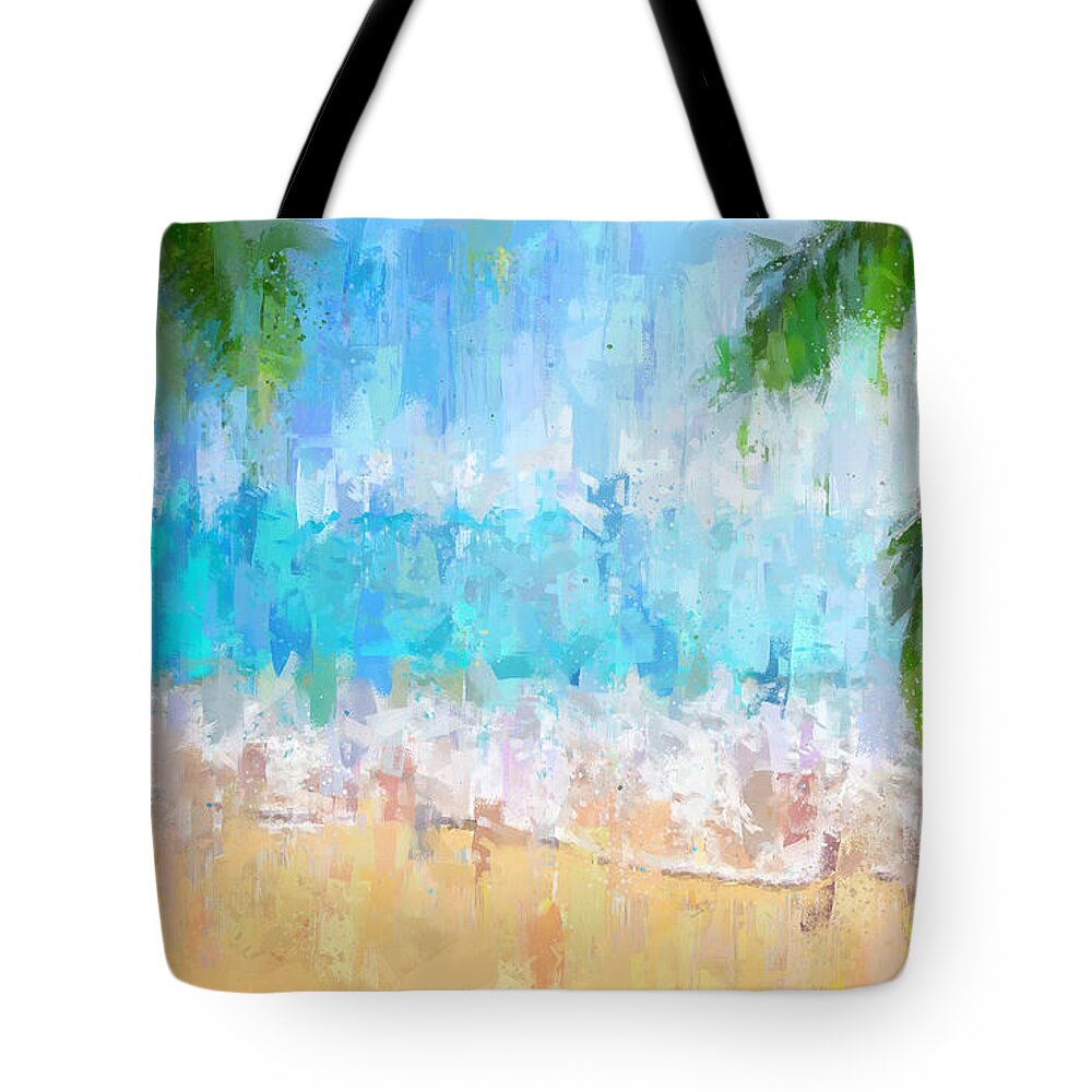 Blue Skye Tote Bag featuring the painting The blue skye - Aloha Hawaii by Vart Studio