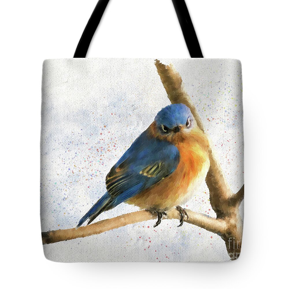 Bird Tote Bag featuring the digital art The Bluebird Of Unhappiness by Lois Bryan