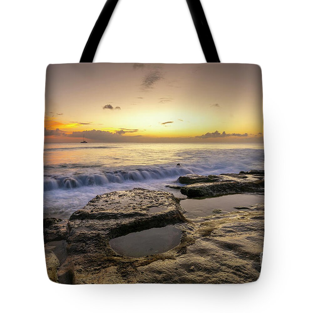  Tote Bag featuring the photograph The Boat And The Waterfall by Hugh Walker
