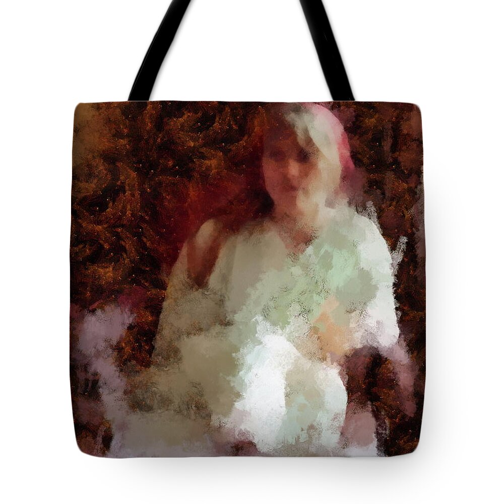 Abstract Tote Bag featuring the mixed media The Carpenters wife by Richard Worthington