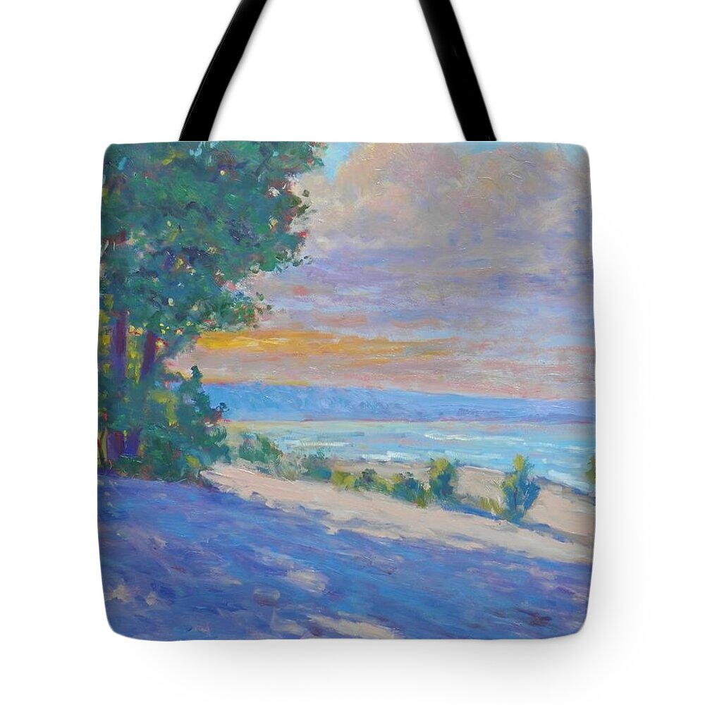 Beach Tote Bag featuring the painting The Cool of Evening by Michael Camp
