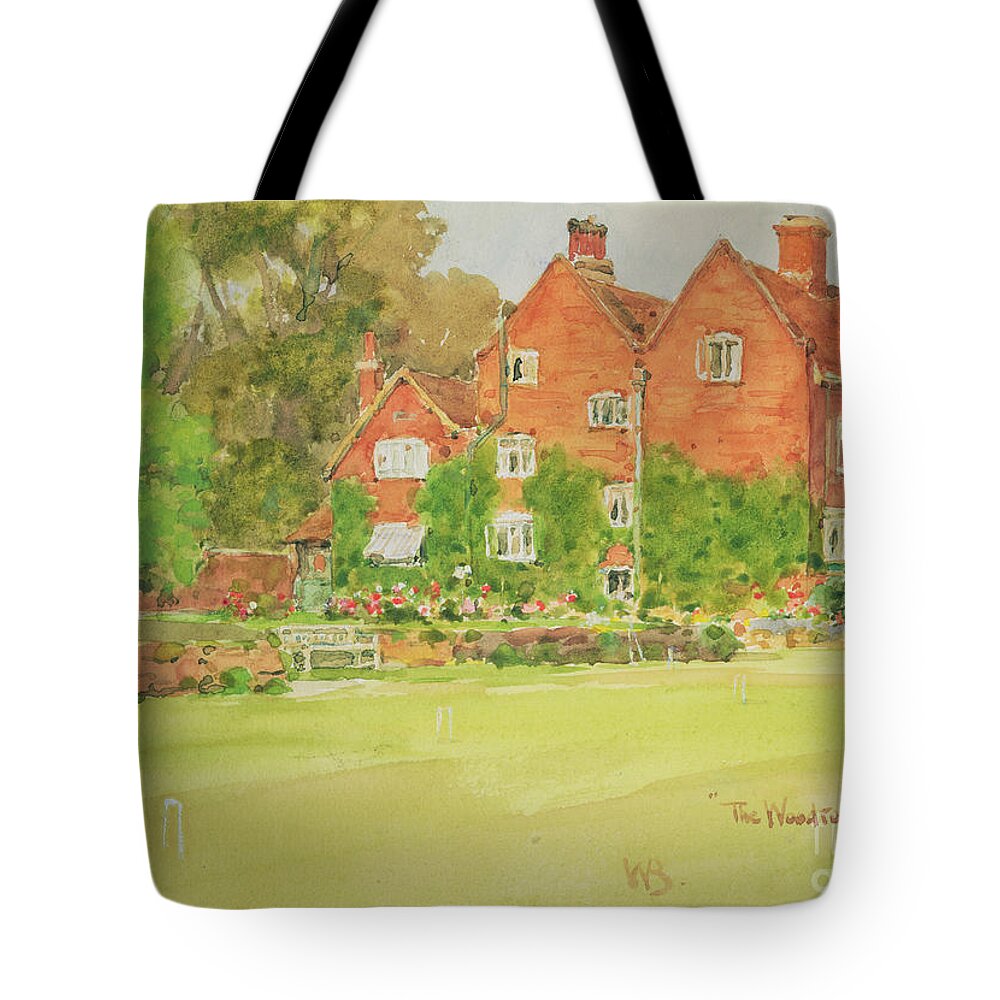 Bench Tote Bag featuring the painting The Croquet Lawn At The Woodrow, 1911 by Wilfrid Williams Ball