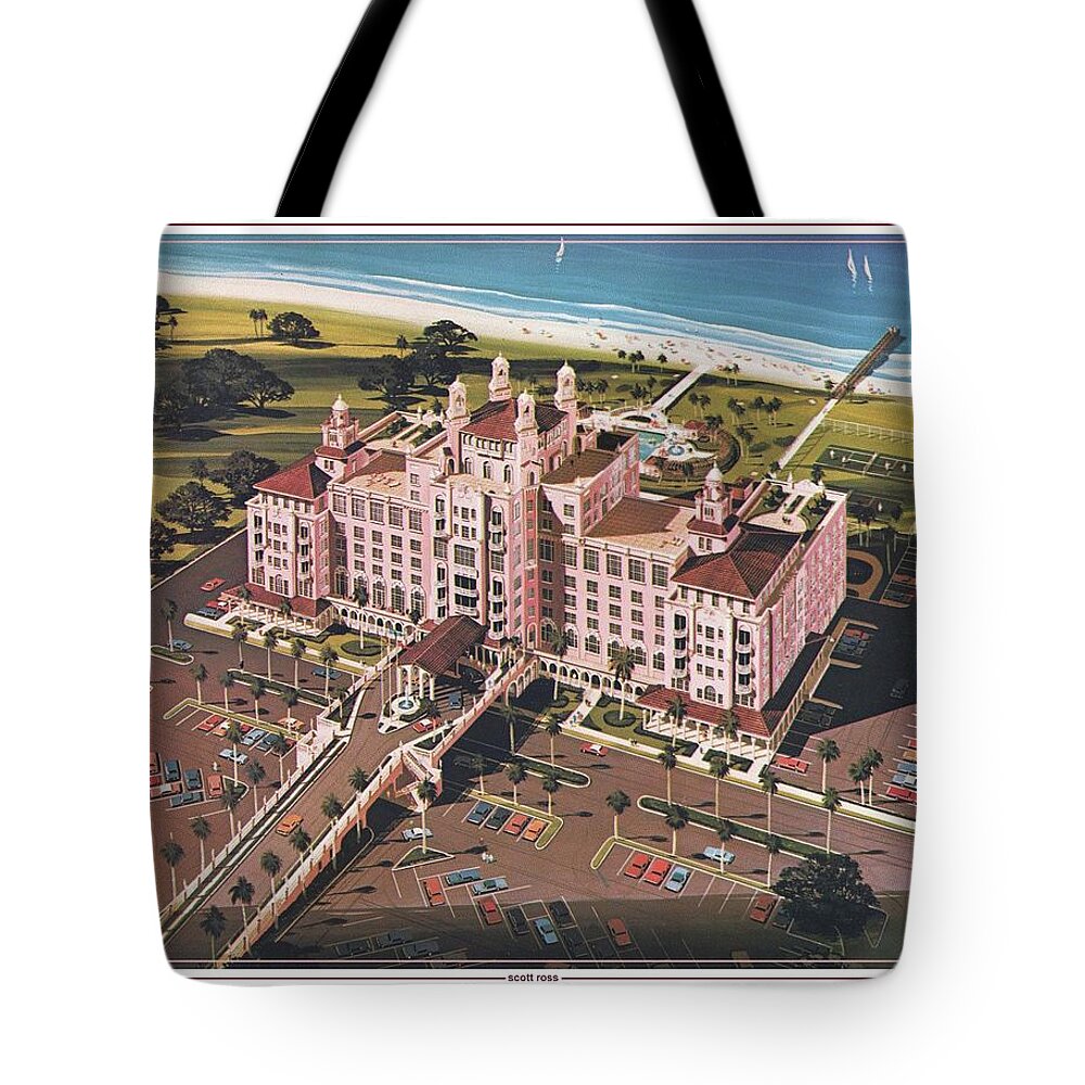 Don Cesar Hotel Tote Bag featuring the digital art The Don by Scott Ross