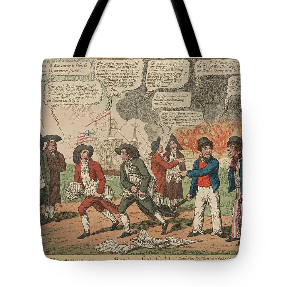War Of 1812 Tote Bag featuring the painting The fall of Washington by S.W. Fores