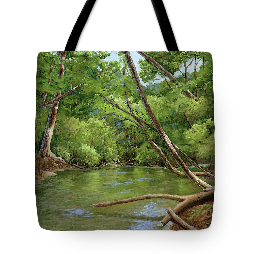 Trees Tote Bag featuring the painting The Fallen Tree by Donna Tucker