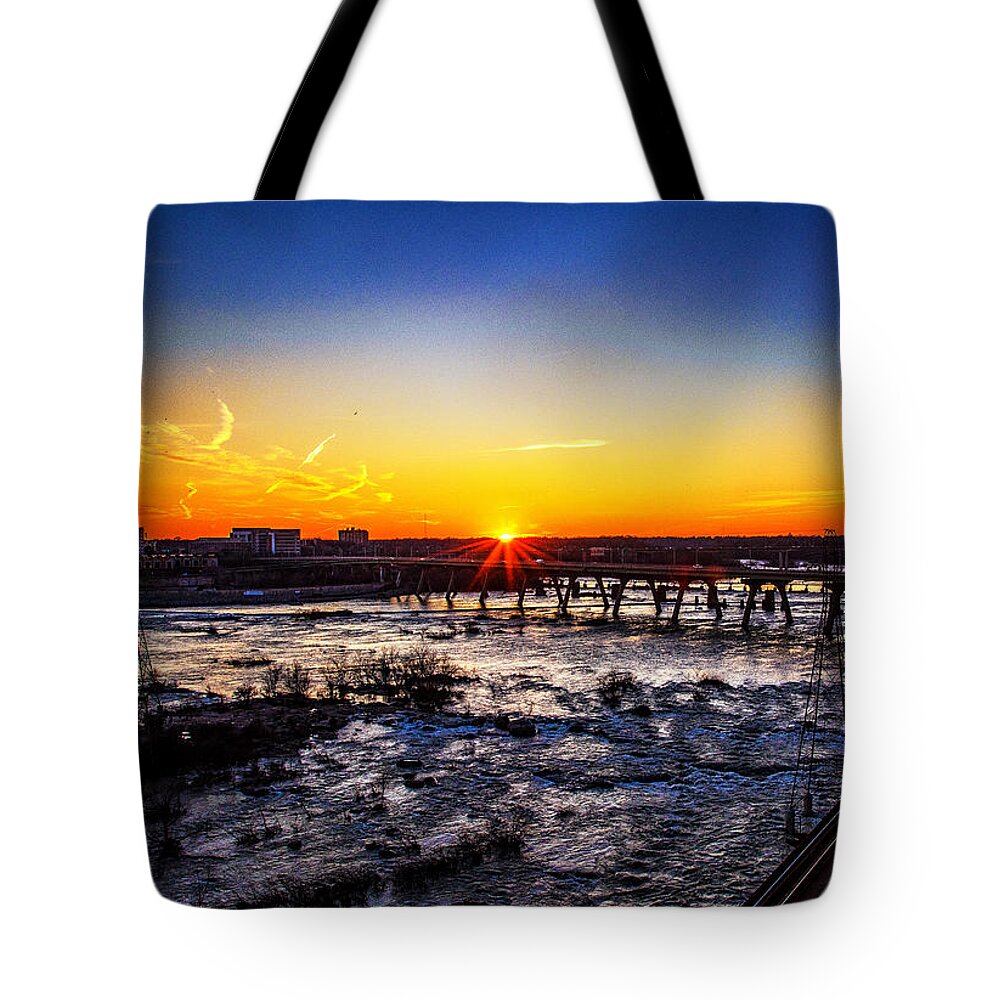 The Falls Of The James Prints Tote Bag featuring the photograph The Falls Of The James by John Harding