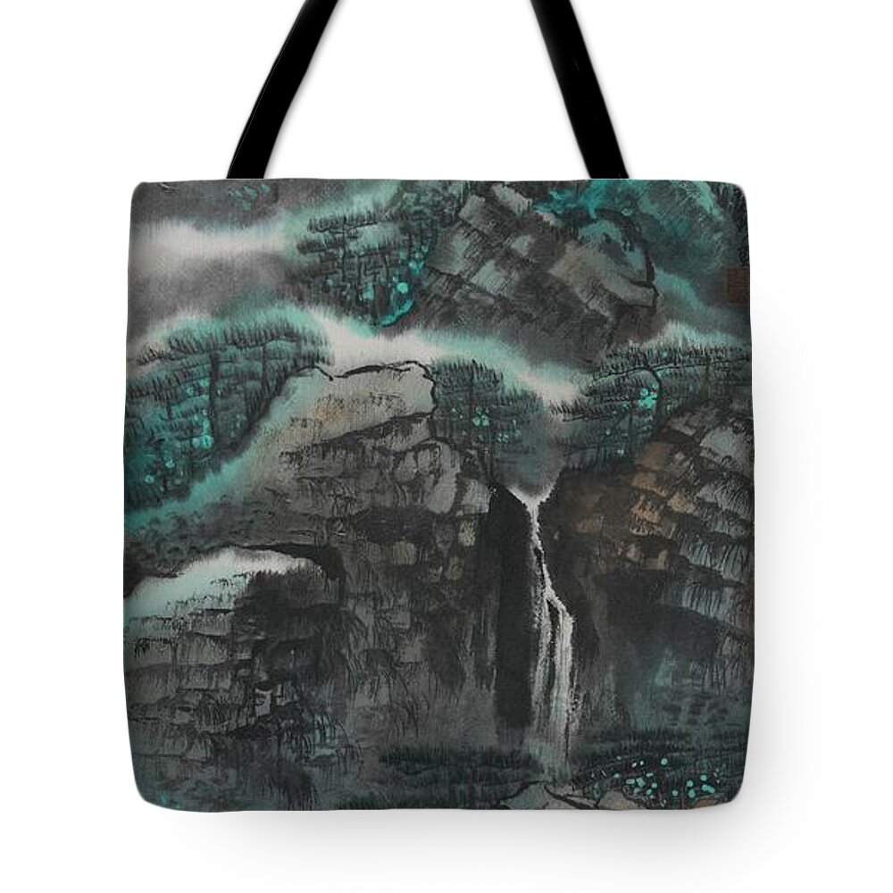 Chinese Watercolor Tote Bag featuring the painting The Four Seasons Version 1 - Spring by Jenny Sanders
