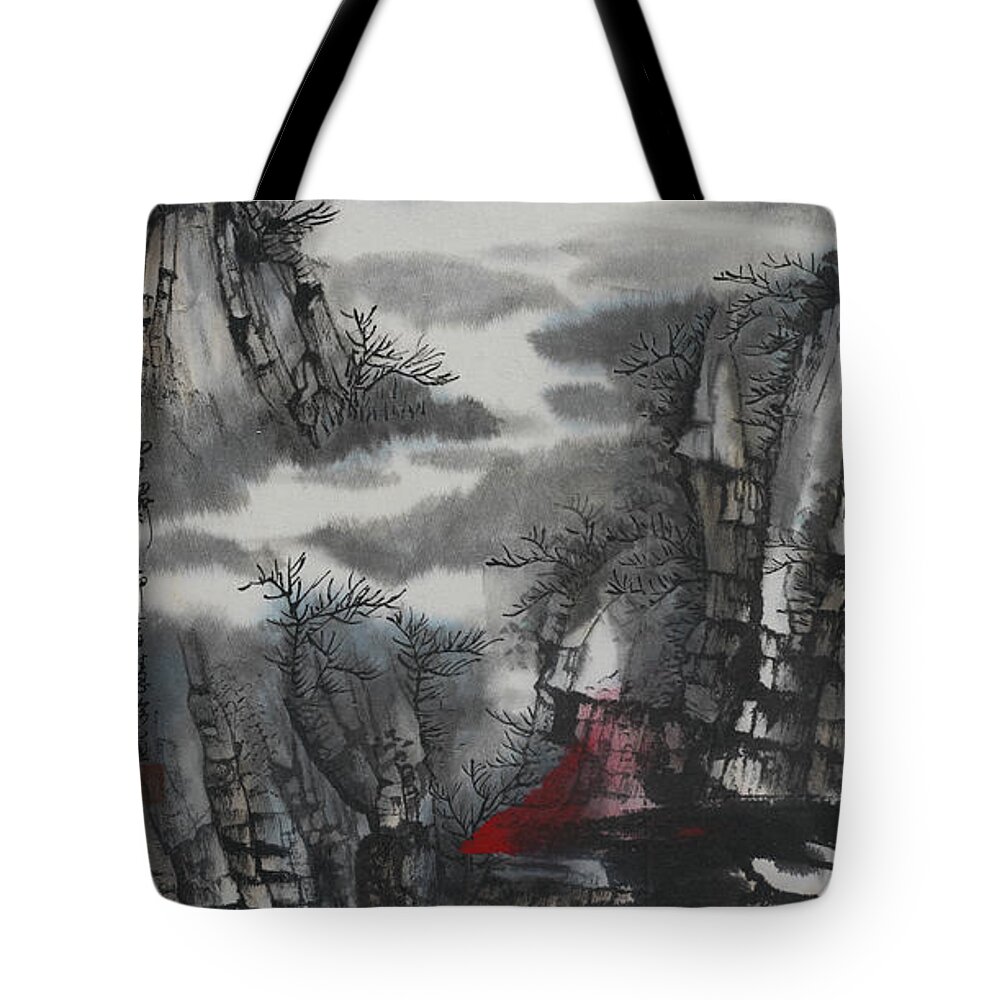 Chinese Watercolor Tote Bag featuring the painting The Four Seasons Version 1 - Winter by Jenny Sanders