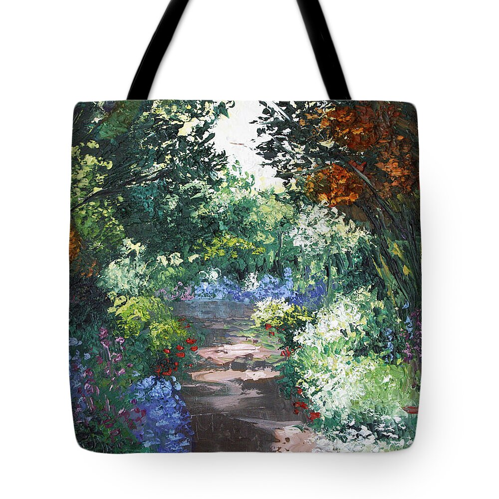 Impressionist Tote Bag featuring the painting The Garden by Anthony Falbo