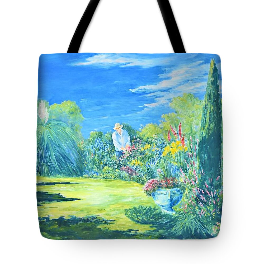 Morning Tote Bag featuring the painting The Gardener by ML McCormick