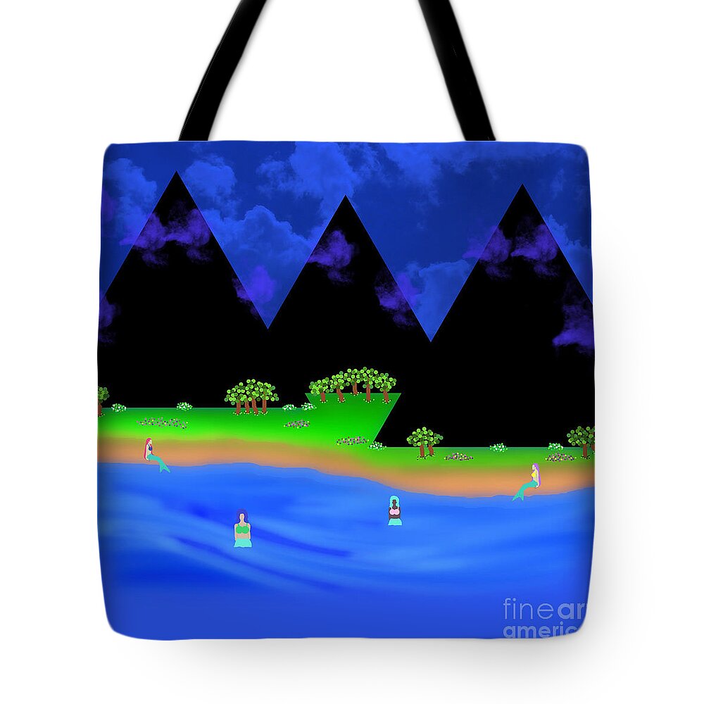 Water Tote Bag featuring the digital art The Gathering Place by Diamante Lavendar