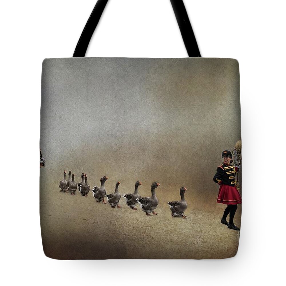 Toulouse Geese Tote Bag featuring the photograph The Geeseparade by Eva Lechner