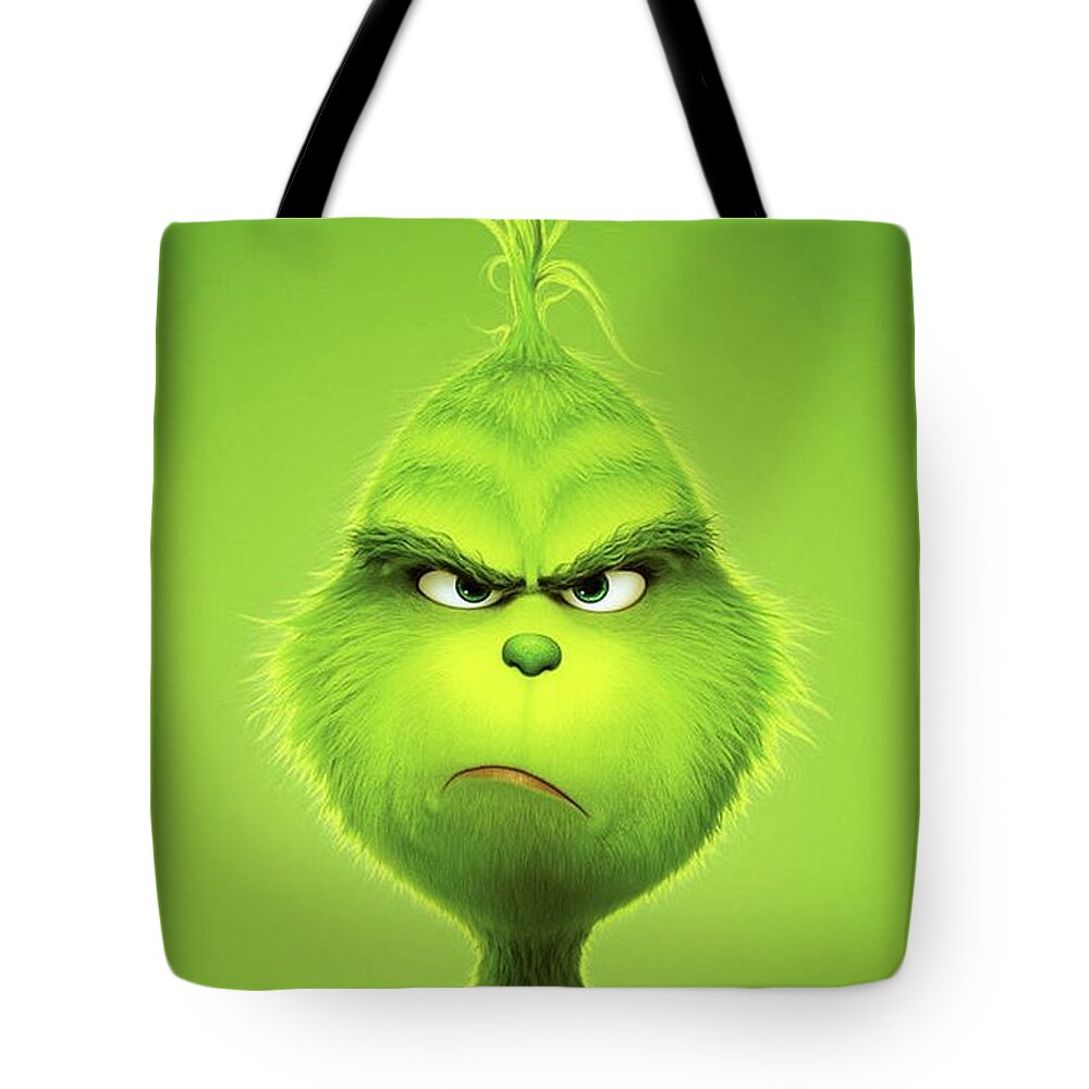 The Grinch Tote Bag featuring the mixed media The Grinch, 2018 B by Movie Poster Prints