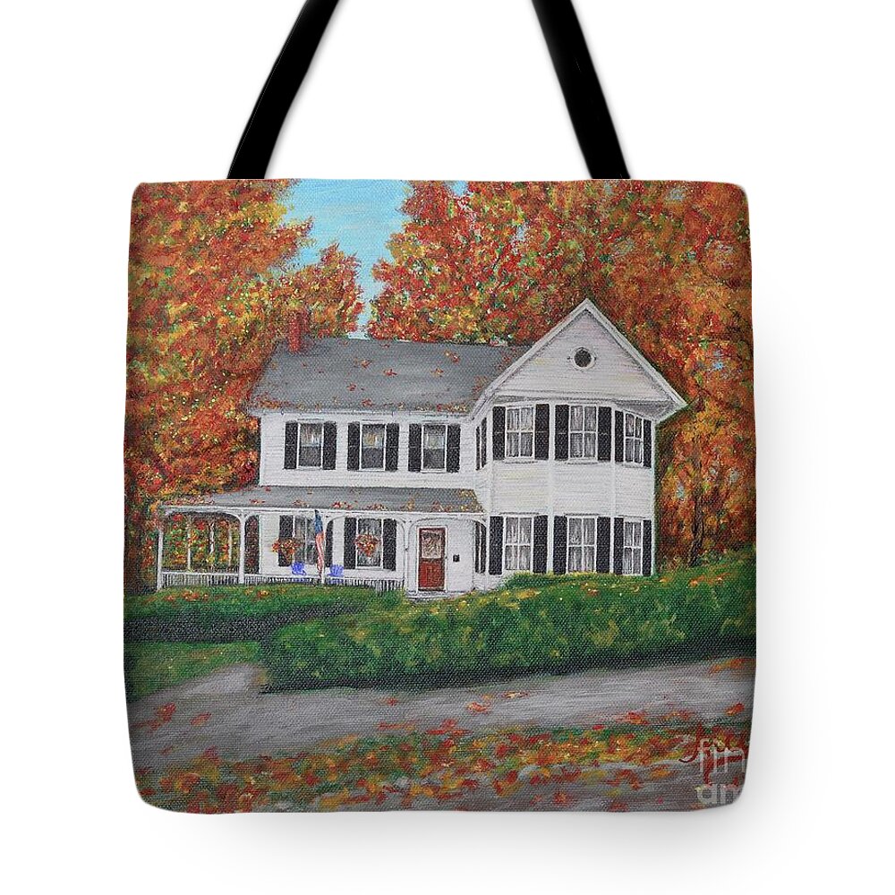 House Tote Bag featuring the painting The H-A House in Autumn by Aicy Karbstein