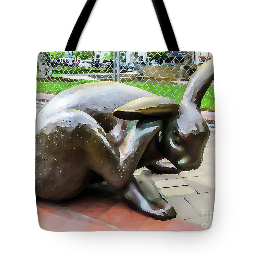 The Hare Tote Bag featuring the painting The Hare by Jeelan Clark