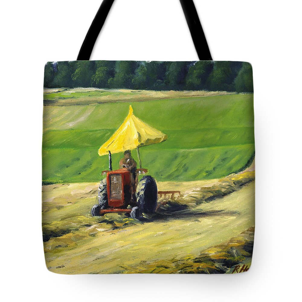 Landscape Tote Bag featuring the painting The Haymaker by Rick Hansen